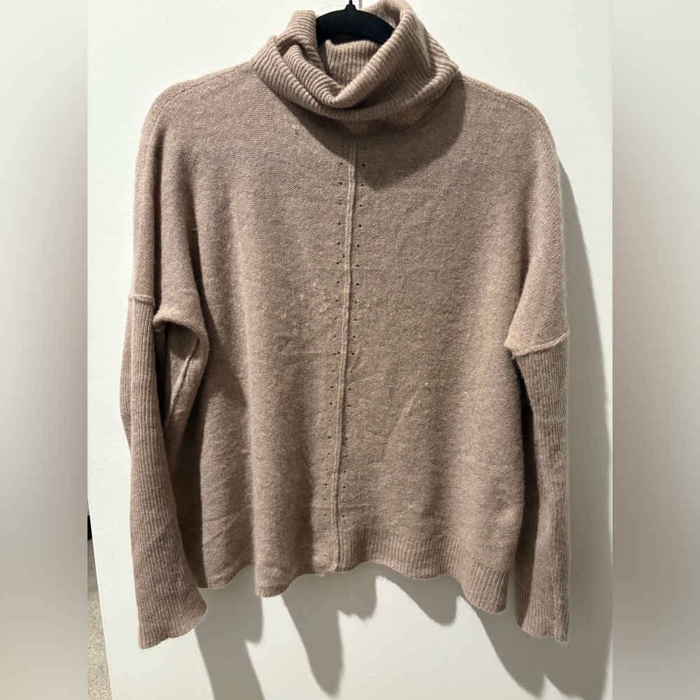 360 Cashmere Taupe Turtleneck Sweater